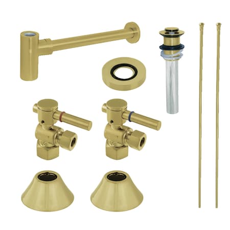 Kingston Brass CC43107DLVKB30 Plumbing Sink Trim Kit with Bottle Trap and Drain, Brushed Brass CC43107DLVKB30